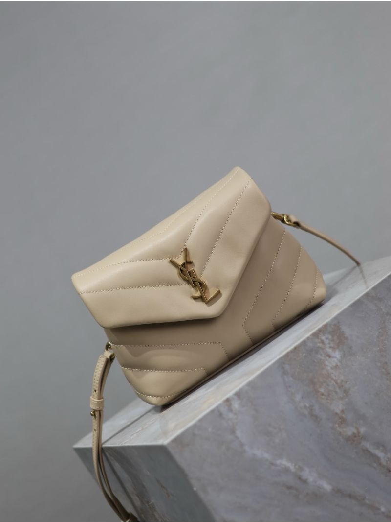 Yves Saint Laurent YSL Loulou Toy Bag In Matelassé "Y" Leather 467072 Beige
