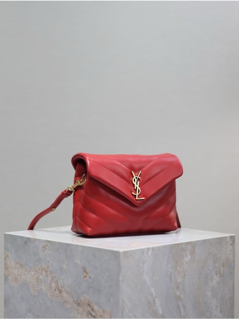 Yves Saint Laurent YSL Loulou Toy Bag In Matelassé "Y" Leather 467072 Red