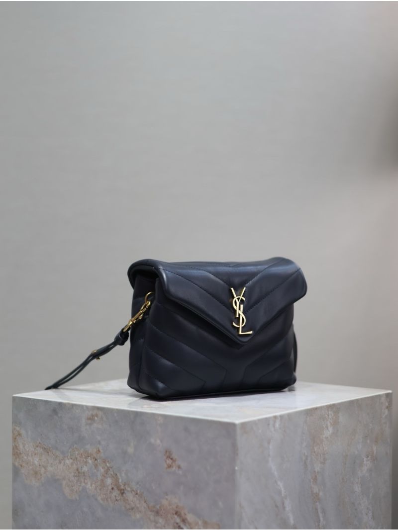 Yves Saint Laurent YSL Loulou Toy Bag In Matelassé "Y" Leather 467072 Blue