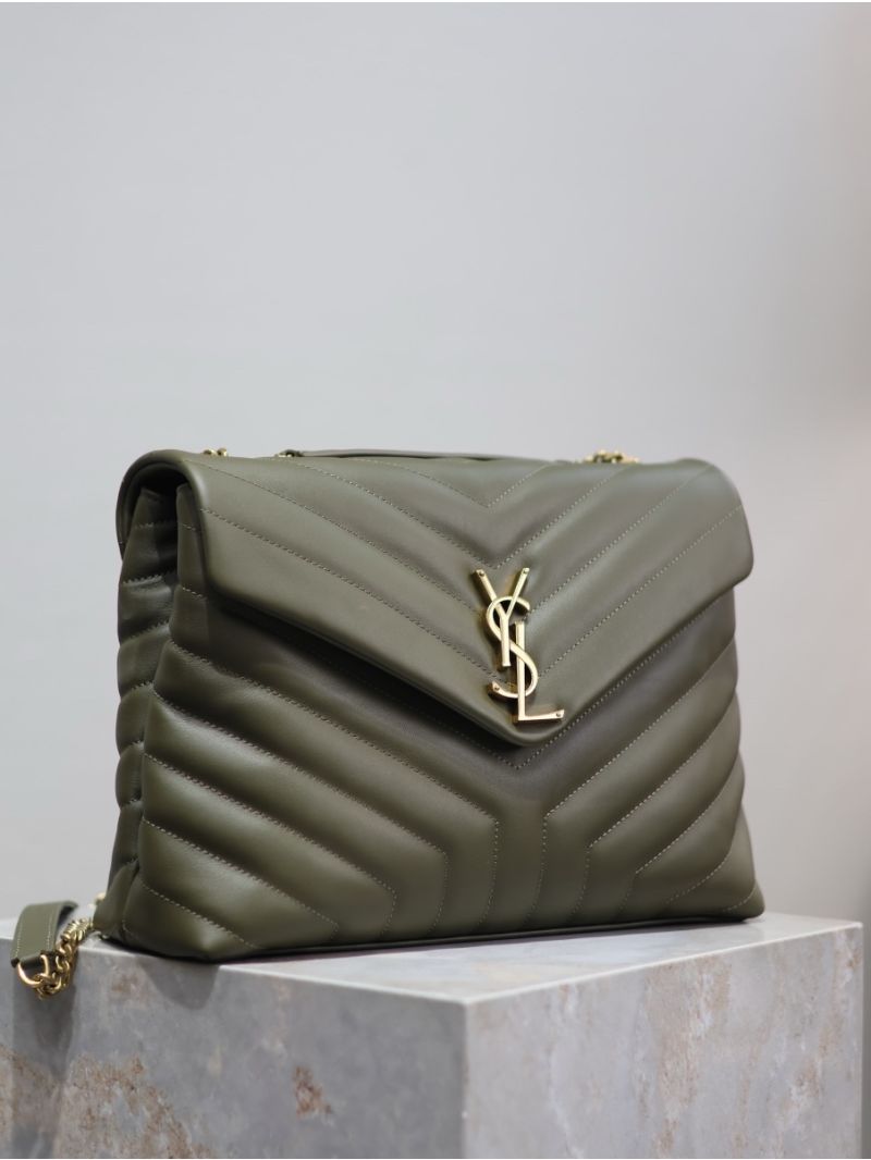 YSL Saint Laurent Medium Loulou Bag In "Y" Matelassé Leather 459749 Light Musk