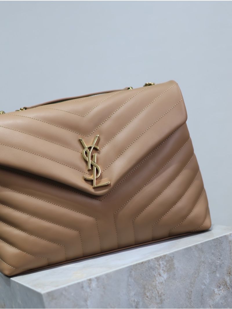 YSL Saint Laurent Medium Loulou Bag In "Y" Matelassé Leather 459749 Caramel