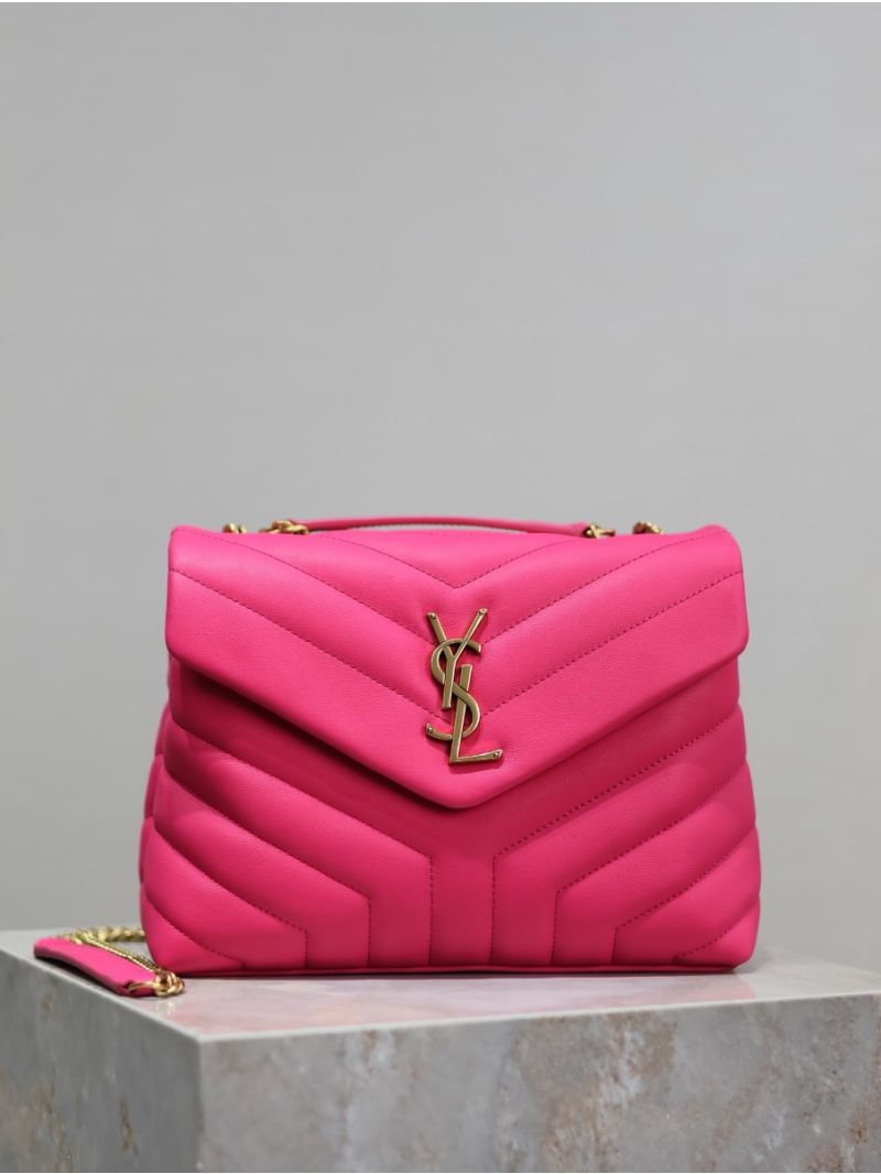 Yves Saint Laurent YSL Loulou Small In Matelassé “Y” Leather Pink 494699