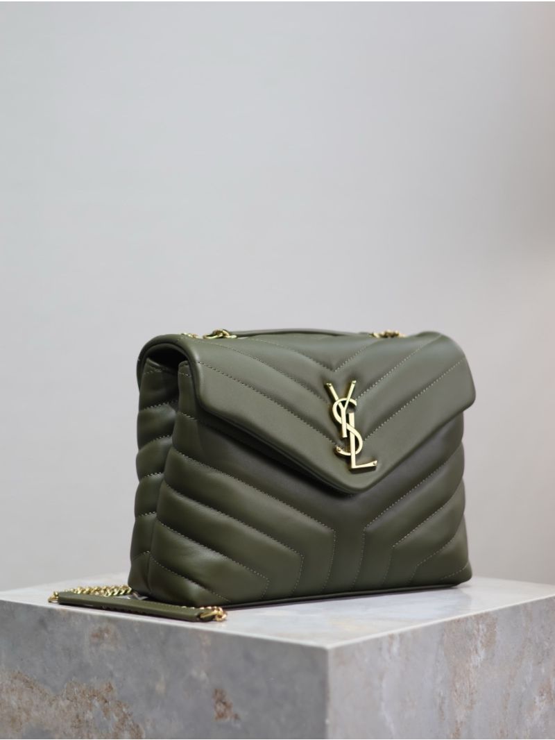 Yves Saint Laurent YSL Loulou Small In Matelassé “Y” Leather 494699 light Musk