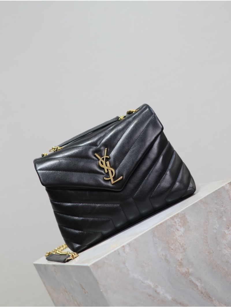 Yves Saint Laurent YSL Loulou Small In Matelassé “Y” Leather Black 494699