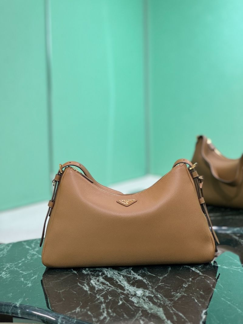 Prada Aimée large leather shoulder bag 1BC228 Caramel