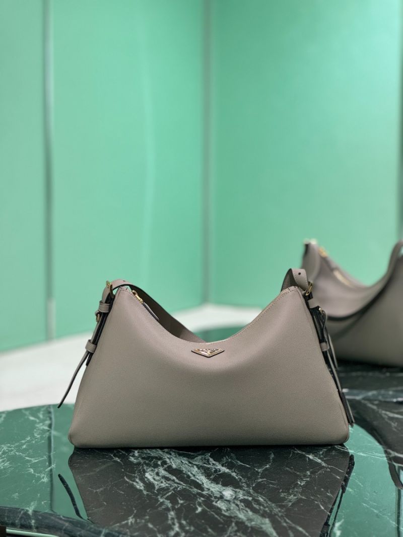 Prada Aimée large leather shoulder bag 1BC228 Grey