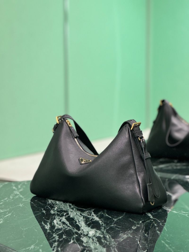 Prada Aimée large leather shoulder bag 1BC228 Black