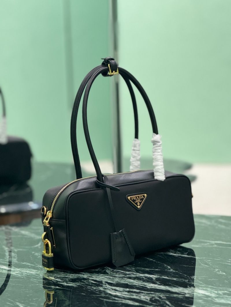 Prada Re-Nylon and leather small top-handle bag with padlock 1BB133