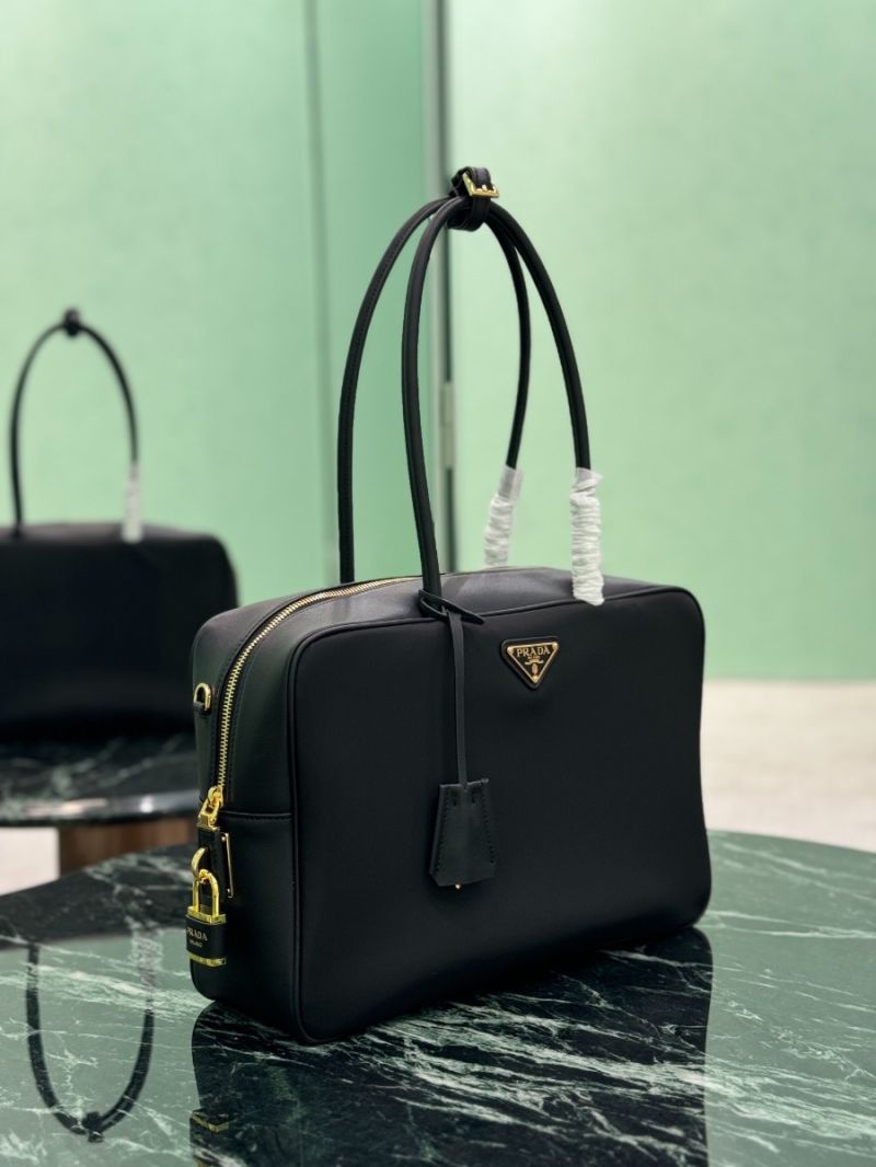 Prada Re-Nylon and leather Large top-handle bag with padlock 1BB131