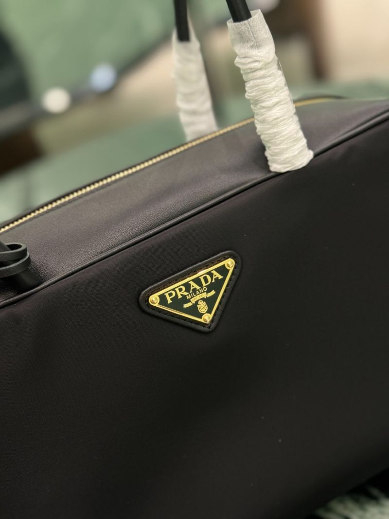 Prada Re-Nylon and leather medium top-handle bag with padlock 1BB132