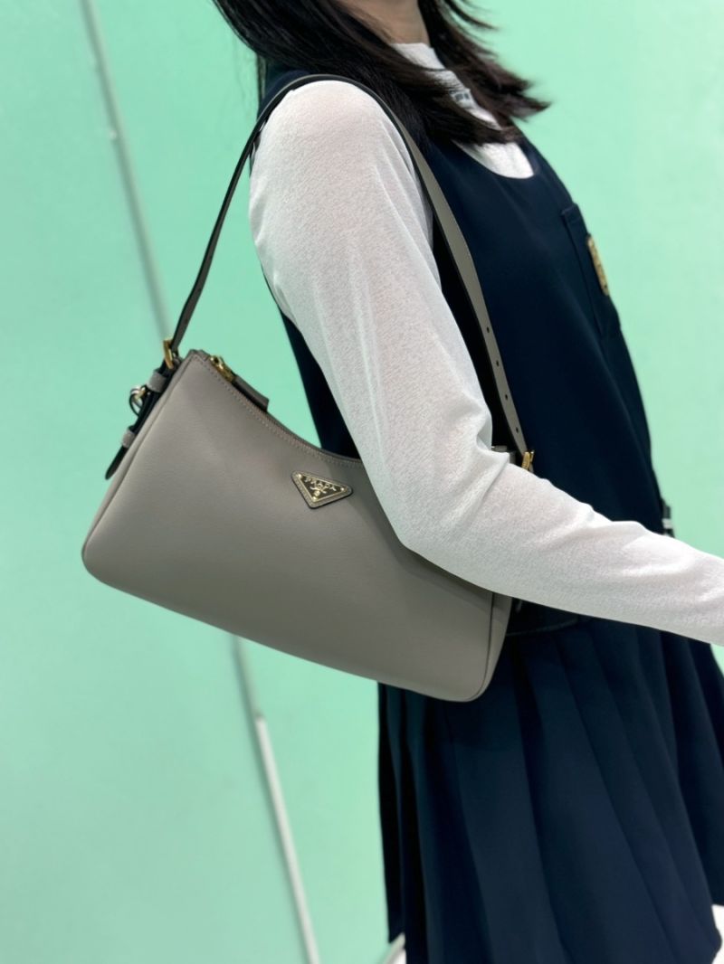 Prada Aimée medium leather shoulder bag 1BC229 Grey