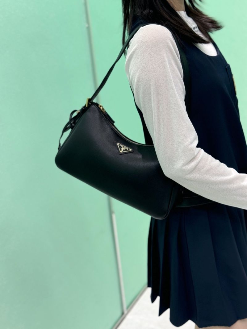 Prada Aimée medium leather shoulder bag 1BC229 Black