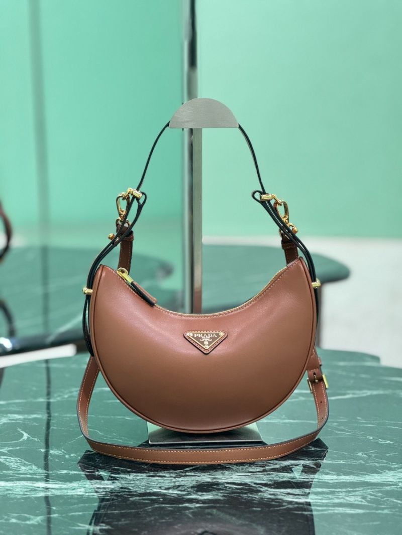 Prada Arqué small leather shoulder bag 1BC194 Caramel
