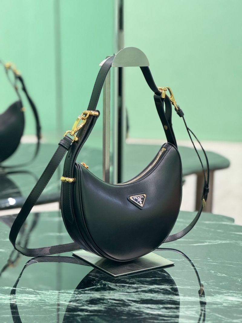 Prada Arqué small leather shoulder bag 1BC194 Black