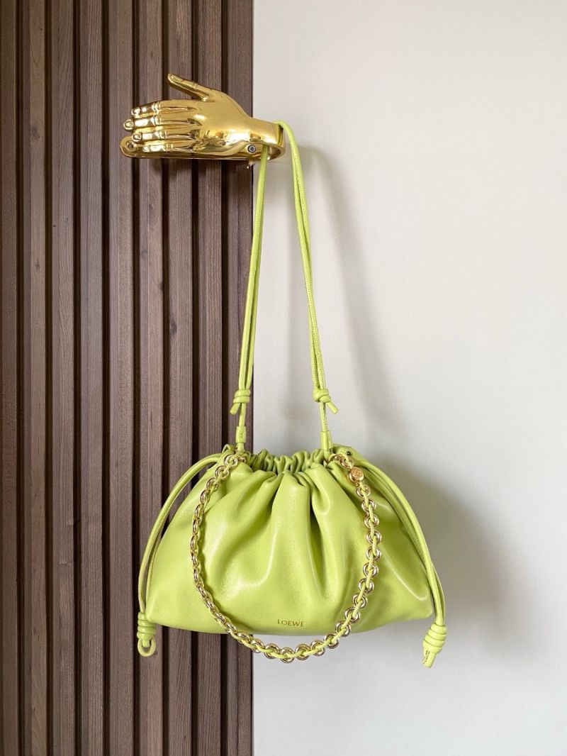 Loewe Medium Flamenco Purse in Mellow Nappa Lambskin A411F7240 Meadow Green