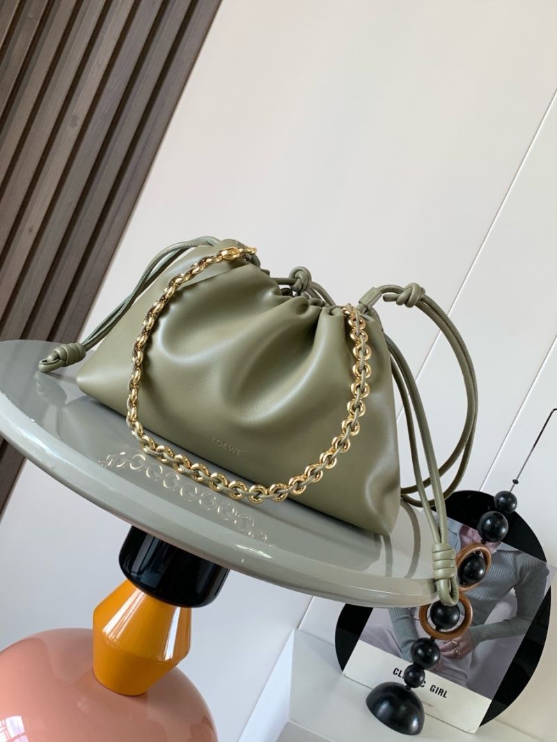 Loewe Medium Flamenco Purse in Mellow Nappa Lambskin A411F7240 Eucalyptus Green