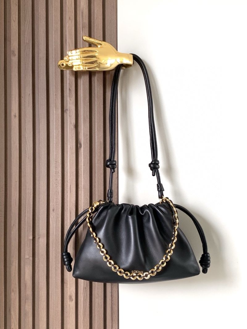 Loewe Medium Flamenco Purse in Mellow Nappa Lambskin A411F7240 Black