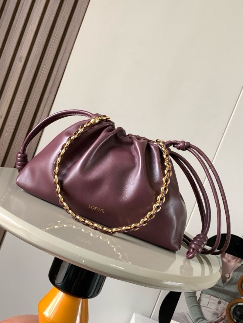 Loewe Medium Flamenco Purse in Mellow Nappa Lambskin A411F7240 Dark Burgundy