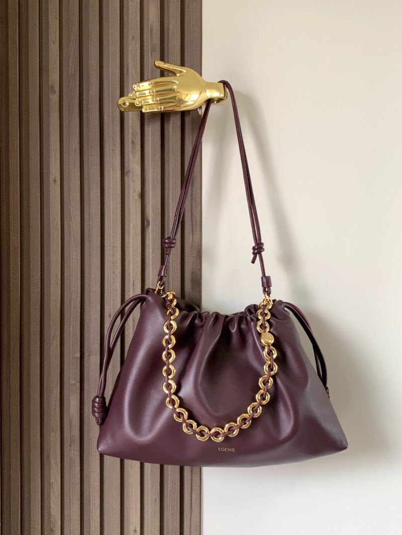 Loewe Large Flamenco Purse in Mellow Nappa Lambskin A411F9088 Dark Burgundy