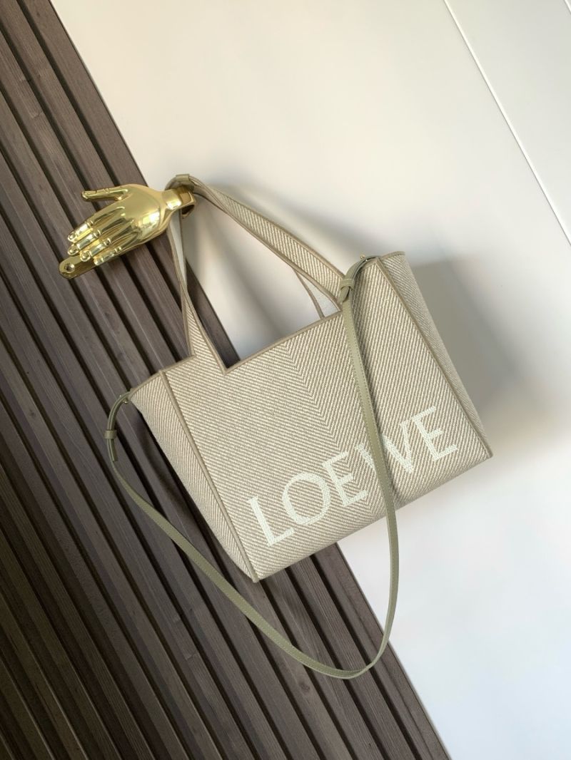 Loewe Medium LOEWE Font Tote in Jacquard Canvas ALF1B9089 Ecru