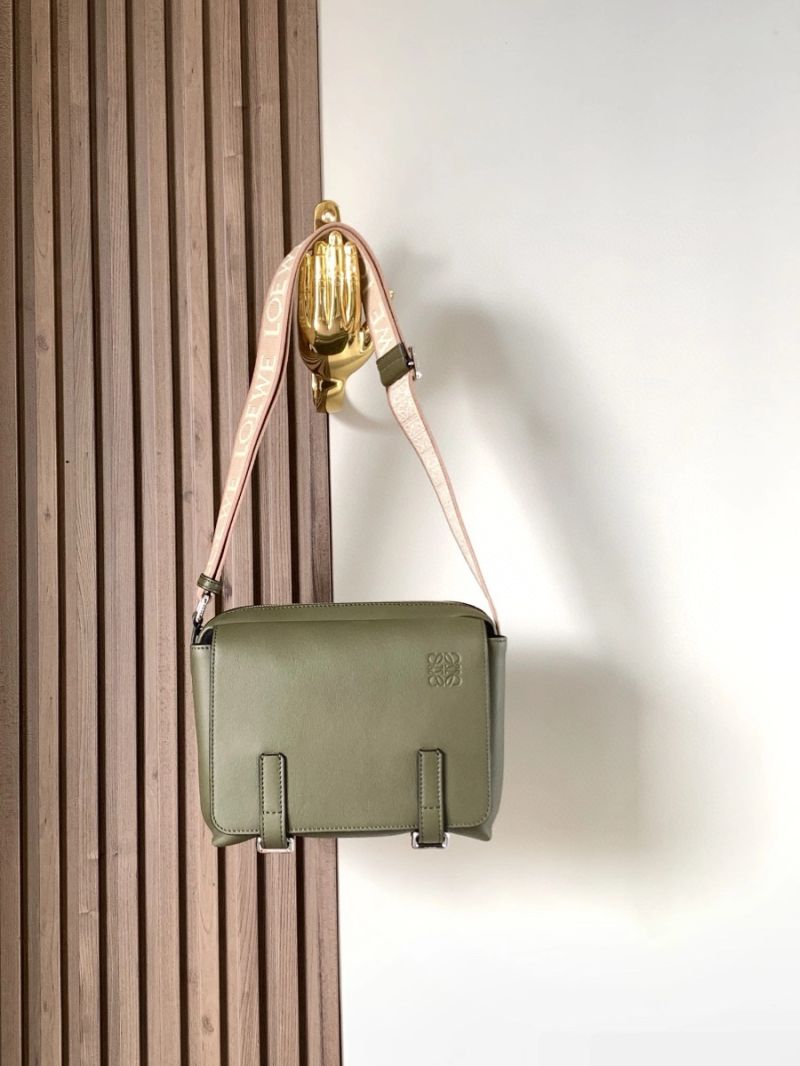 Loewe XS Military Messenger bag in Supple Smooth Calfskin and Jacquard B553A1640 Clay Green