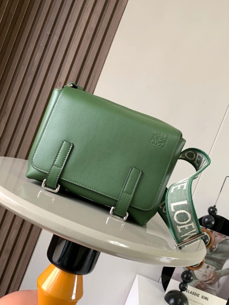 Loewe XS Military Messenger bag in Supple Smooth Calfskin and Jacquard B553A1640 Hunter Green