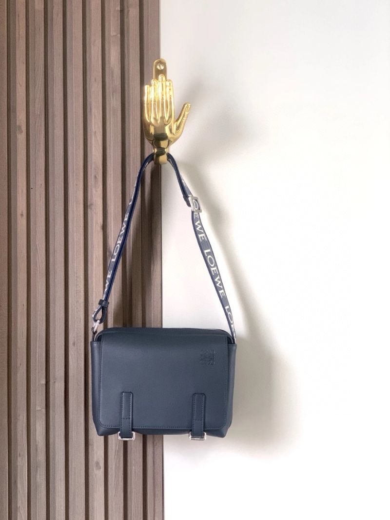 Loewe XS Military Messenger bag in Supple Smooth Calfskin and Jacquard B553A1640 Navy