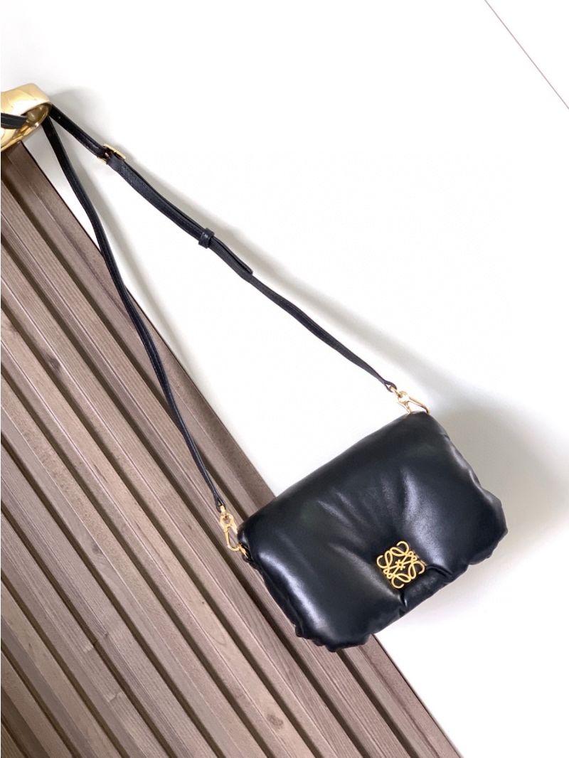 Loewe Mini Puffer Goya bag in Shiny Nappa Lambskin A896W9584 Black