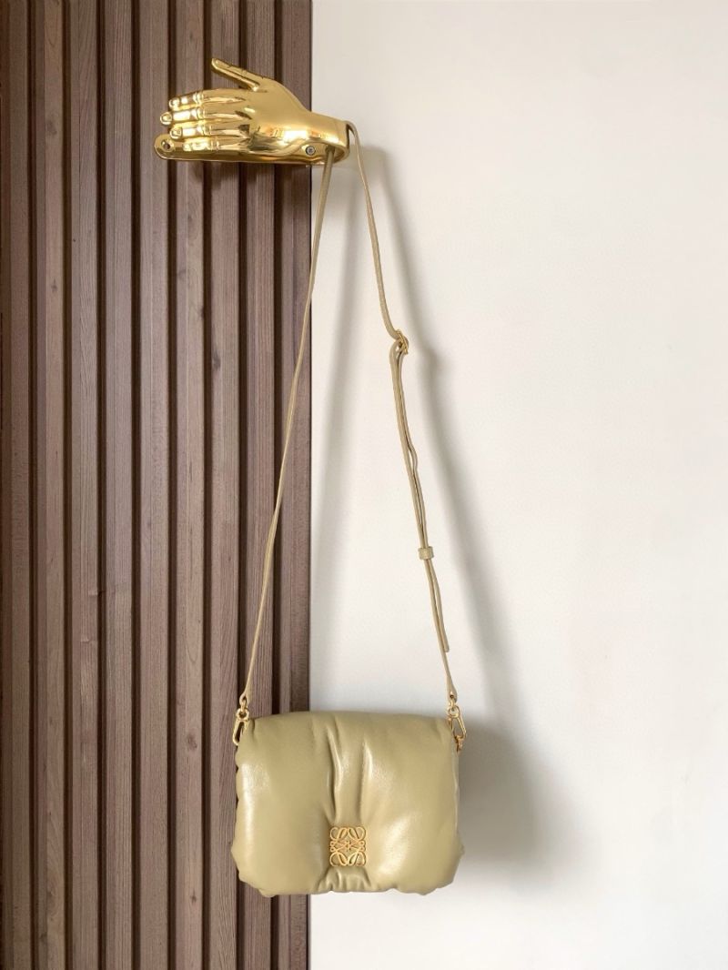 Loewe Mini Puffer Goya bag in Shiny Nappa Lambskin A896W9584 Clay Green