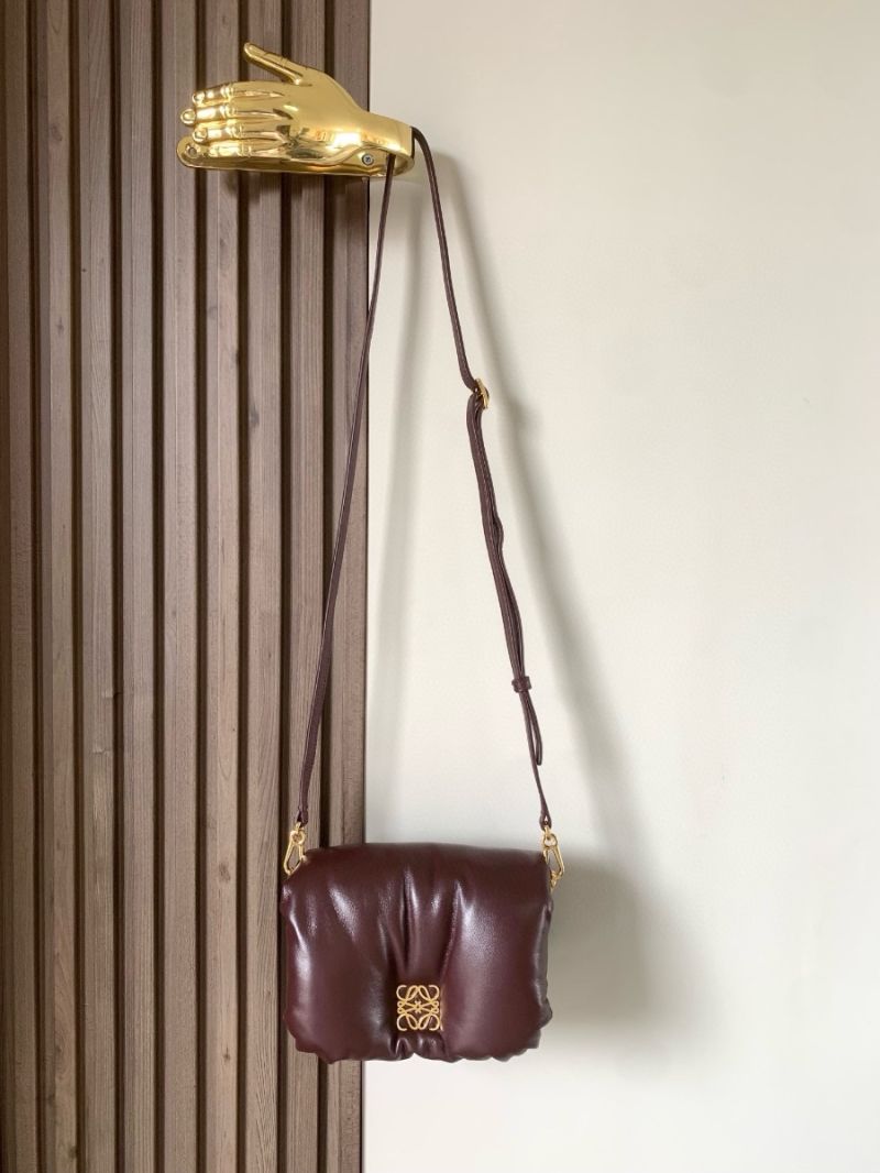 Loewe Mini Puffer Goya bag in Shiny Nappa Lambskin A896W9584 Dark Burgundy