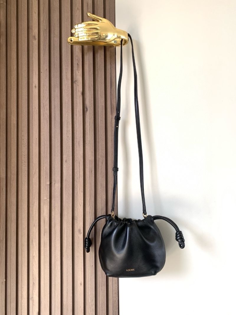 Loewe Mini Flamenco Purse Bag in Mellow Nappa Lambskin A914CB9049 Black 