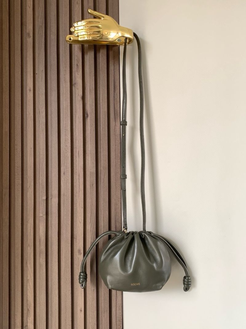 Loewe Mini Flamenco Purse Bag in Mellow Nappa Lambskin A914CB9049 Dark Khaki Green