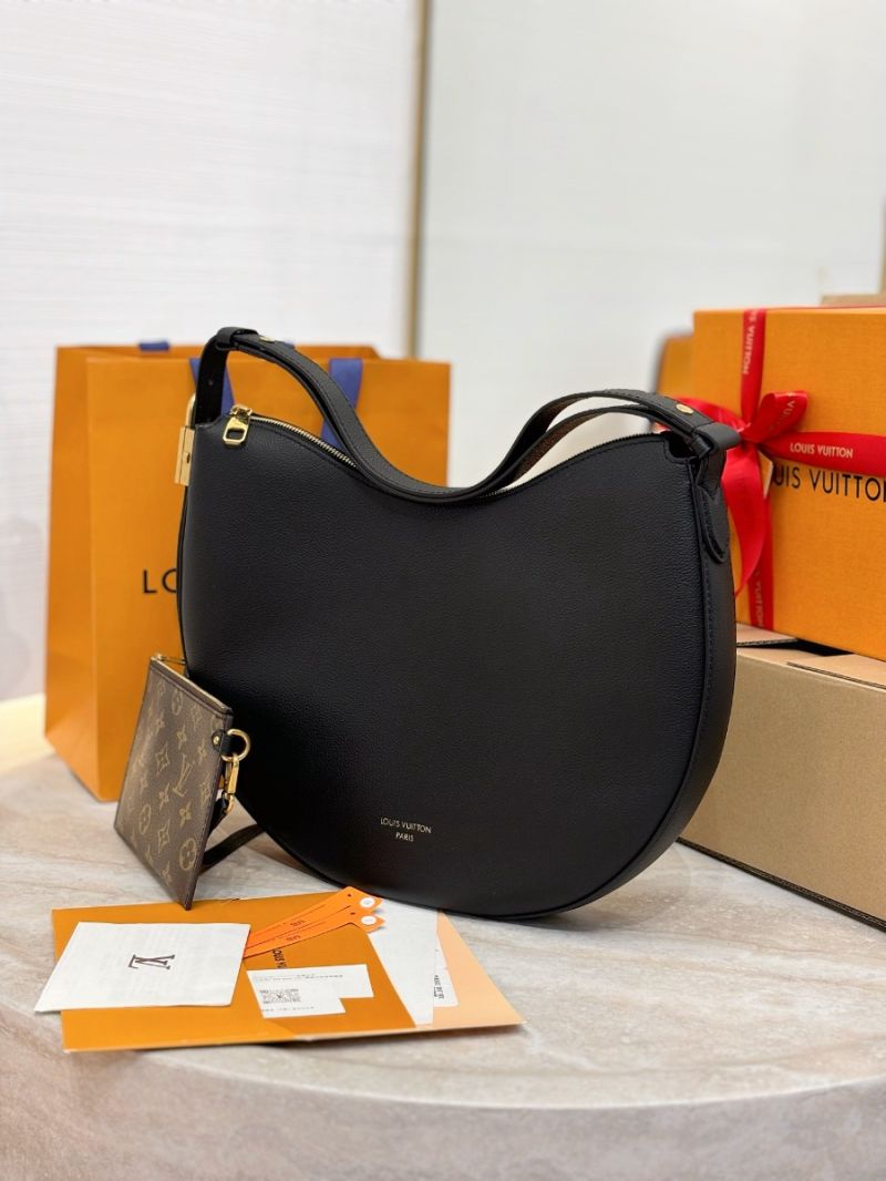 Louis Vuitton LV Low Key Cookie MM Black Calfskin Shoulder Bag with Monogram Pouch M14417