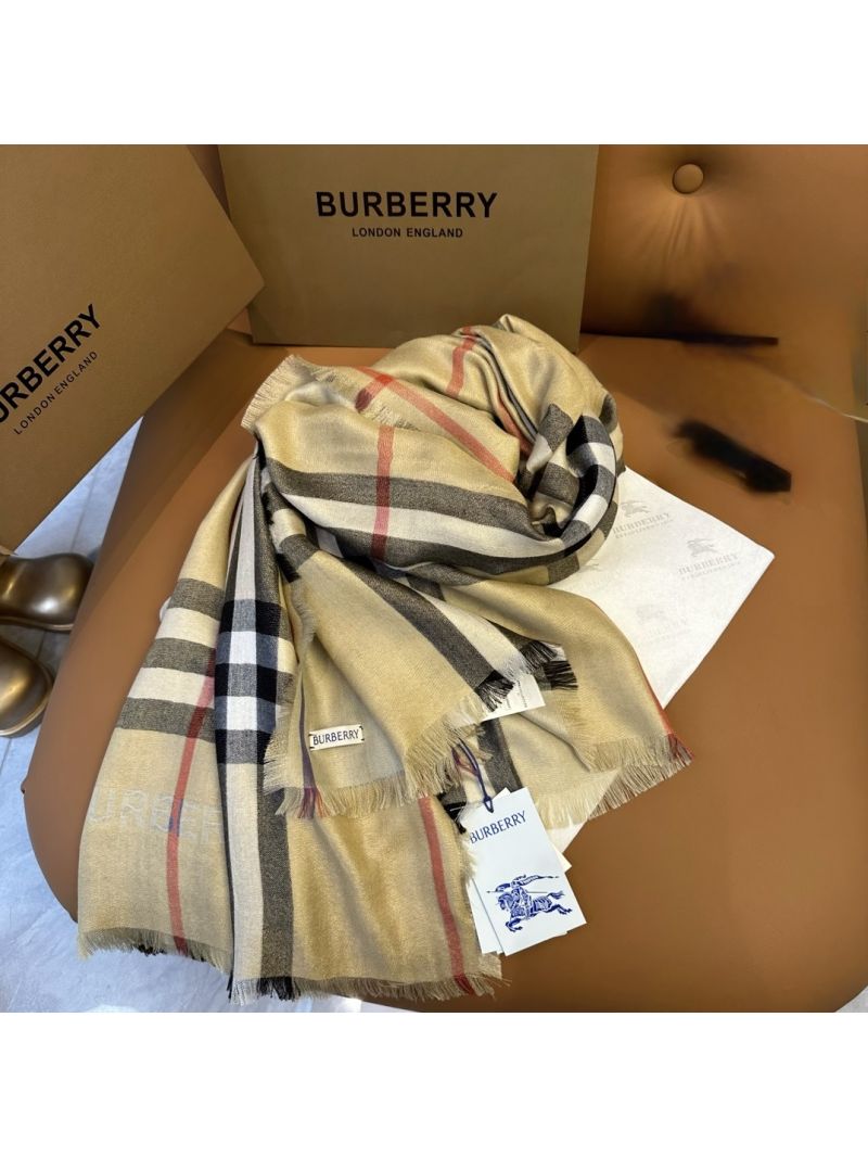 Burberry Lightweight Double-Sided Silk Wool Scarf Camel