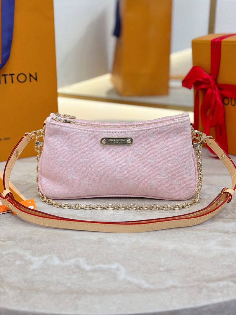 Louis Vuitton Liv Pochette Monogram Denim Washed Pink Bag M14159