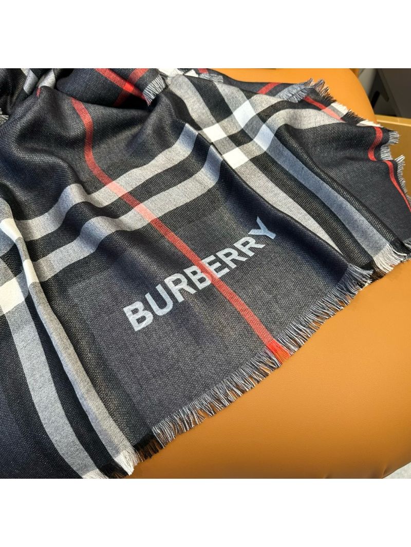 Burberry Lightweight Double-Sided Silk Wool Scarf Charcoal