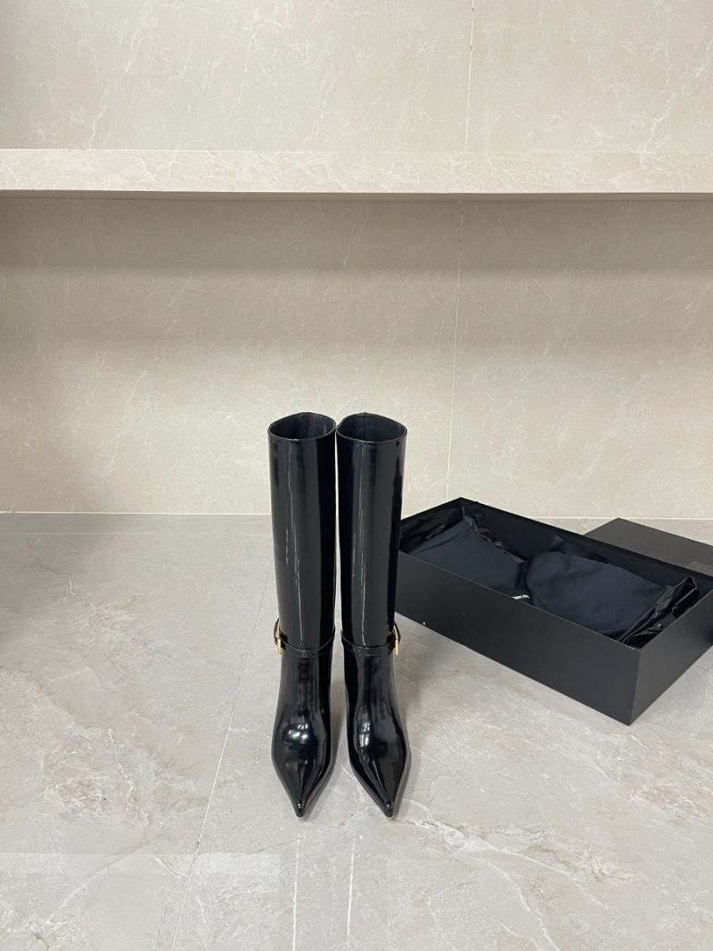 YSL Saint Laurent Lee Boots In Glazed Leather 7cm Heel 763210