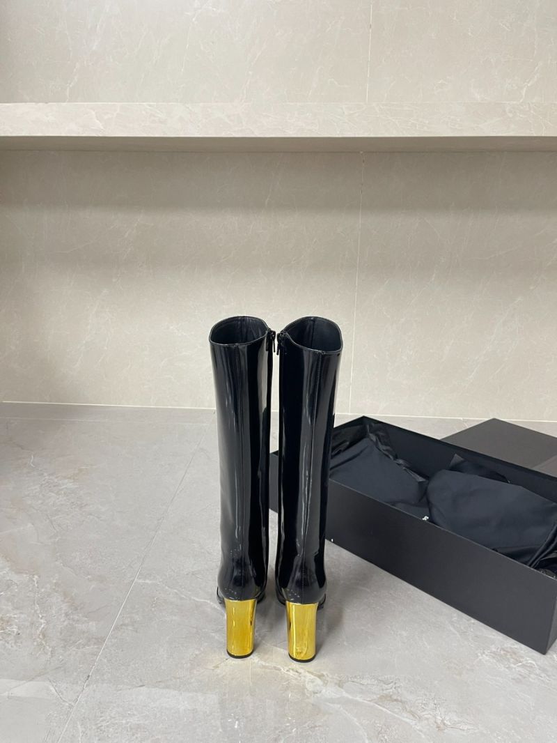 YSL Saint Laurent Auteuil 105 glazed leather knee-high boots 719321