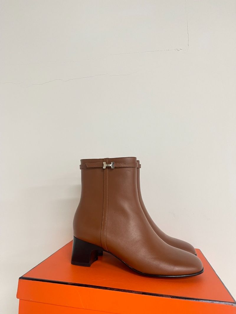 Hermes Imperial 50 Ankle Boot In Goatskin With Miniature Paris Buckle H241042Z Brown