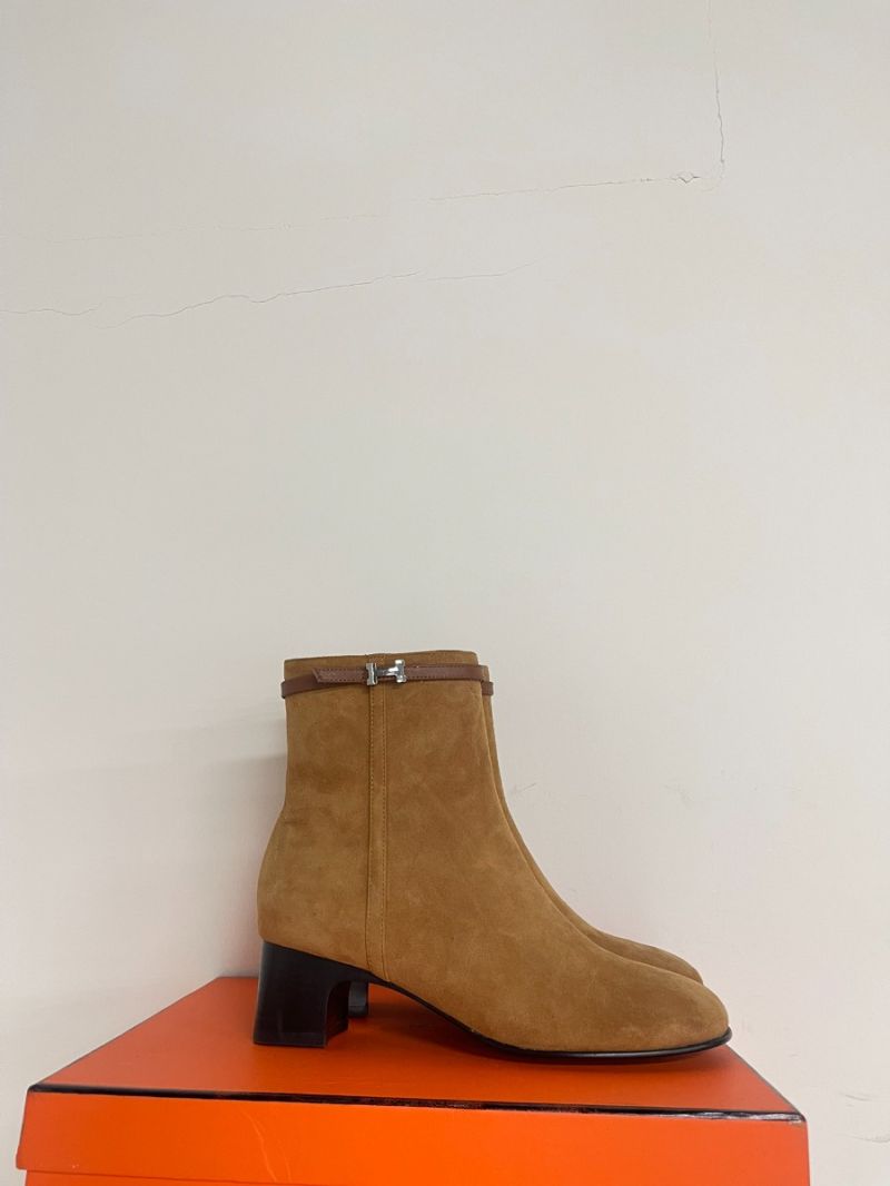 Hermes Imperial 50 Ankle Boot In Suede Goatskin With Miniature Paris Buckle H241042Z Tan