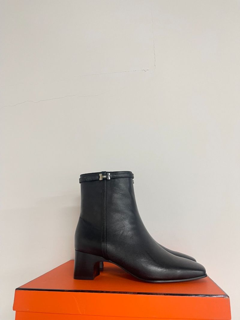 Hermes Hommage 50 Ankle Boot goatskin with miniature Paris buckle H232082Z Black