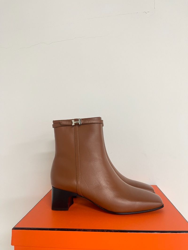 Hermes Hommage 50 Ankle Boot goatskin with miniature Paris buckle H232082Z Brown