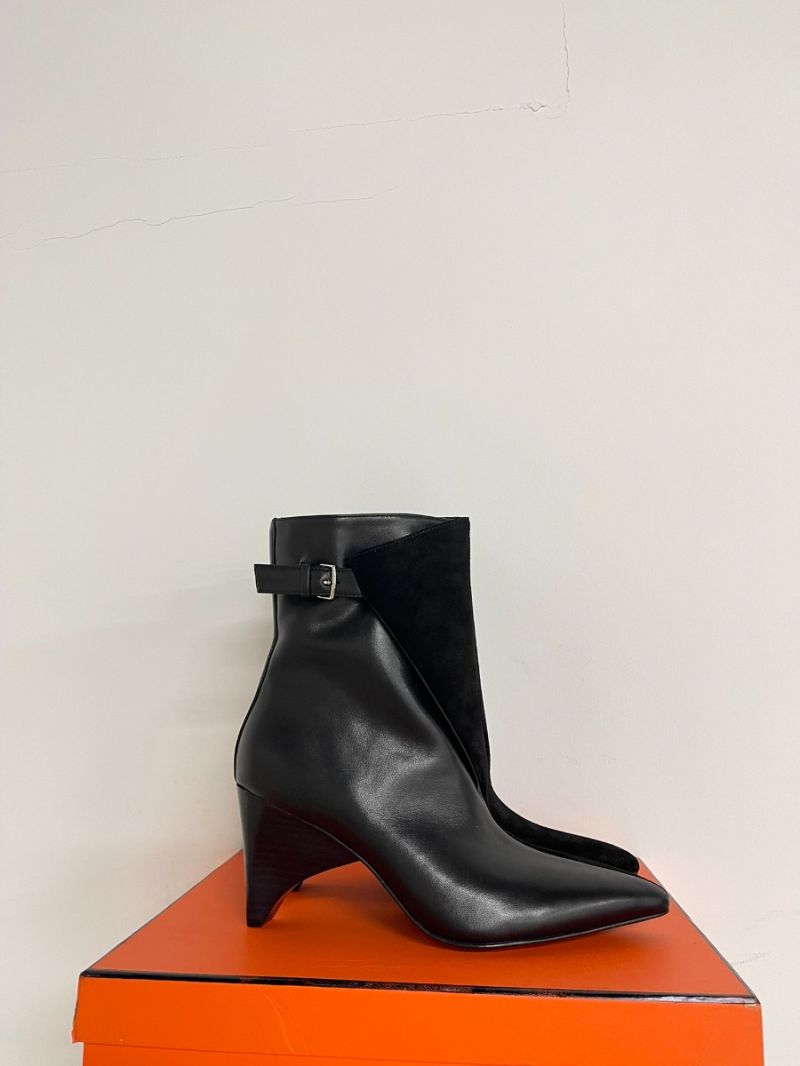 Hermes Hanae 85 Ankle Boot Suede Goatskin and Supple Calfskin H232008Z Black