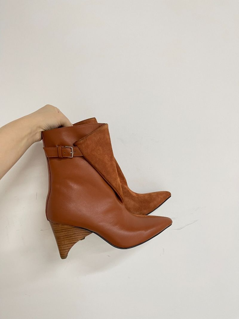 Hermes Hanae 85 Ankle Boot Suede Goatskin and Supple Calfskin H232008Z Brown