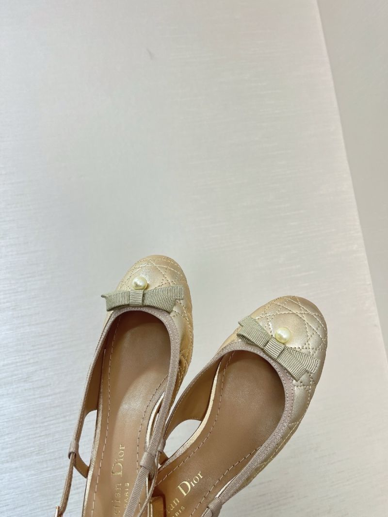 Dior Ballet Slingback Pump Metallic Gold Quilted Cannage Calfskin KDB968