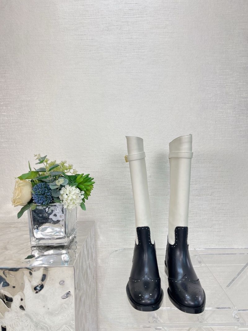 Dior Empreinte Boot White Black with Perforated Calfskin KDI828