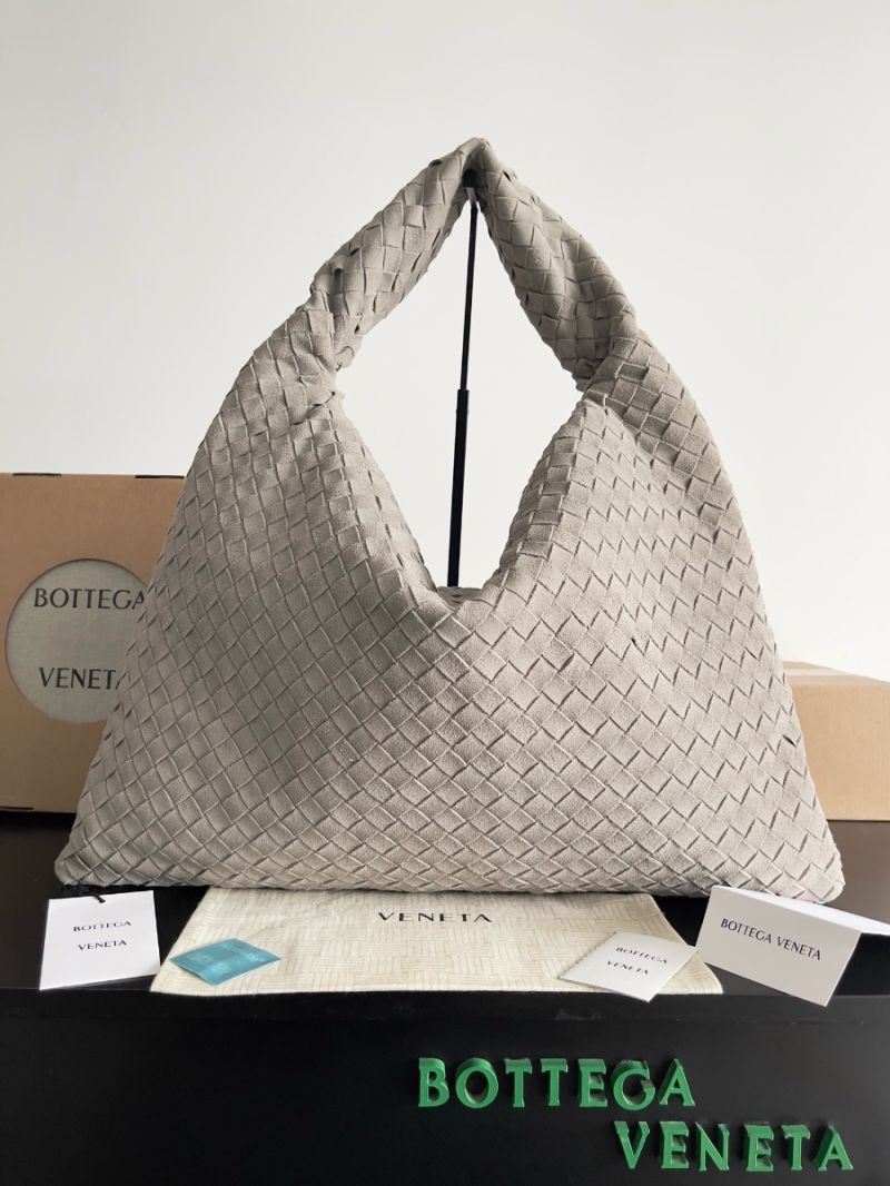 Bottega Veneta BV Large Hop with Smooth Suede Intrecciato Leather 763970 Sterling Grey