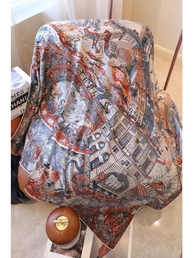 Hermes Les Folies Du Faubourg Scarf 140 H004147L Cannelle