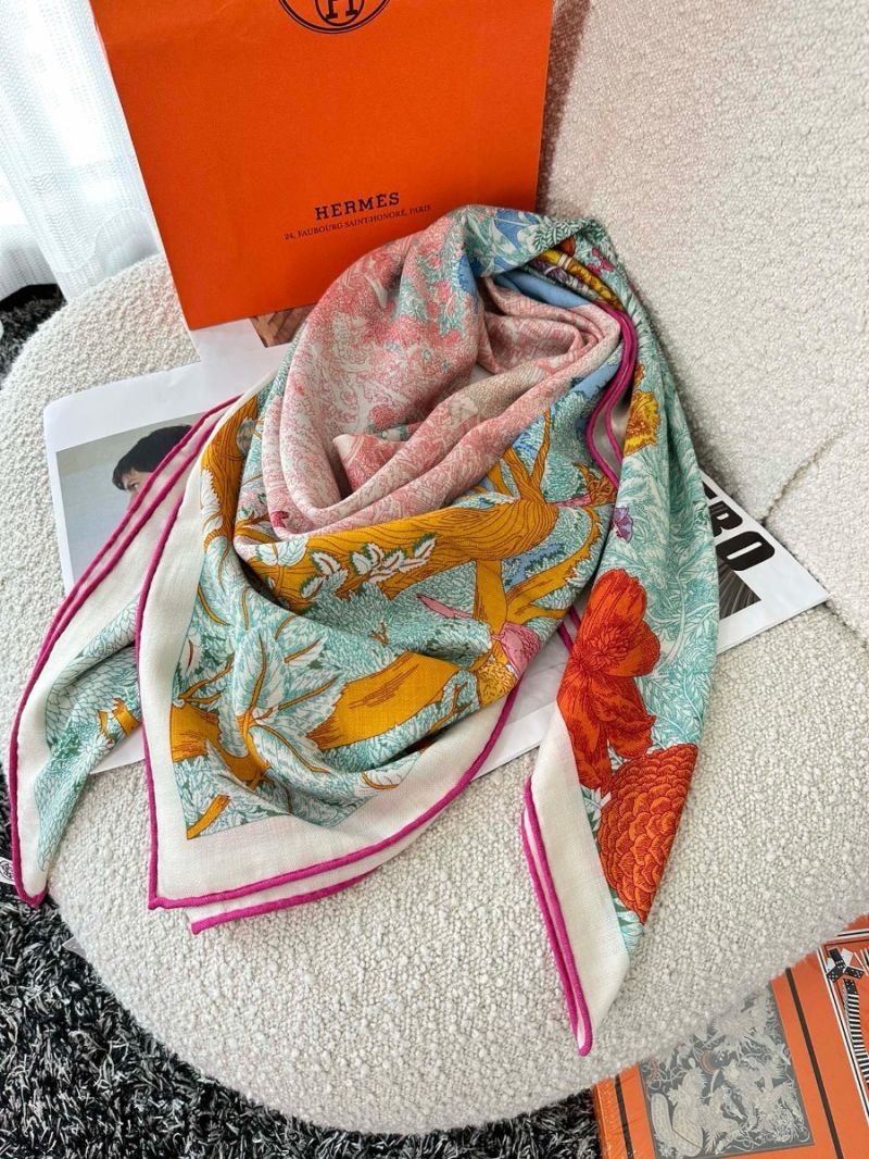 Hermes Retour A La Nature Shawl 140 Cashmere Silk H243854S 02