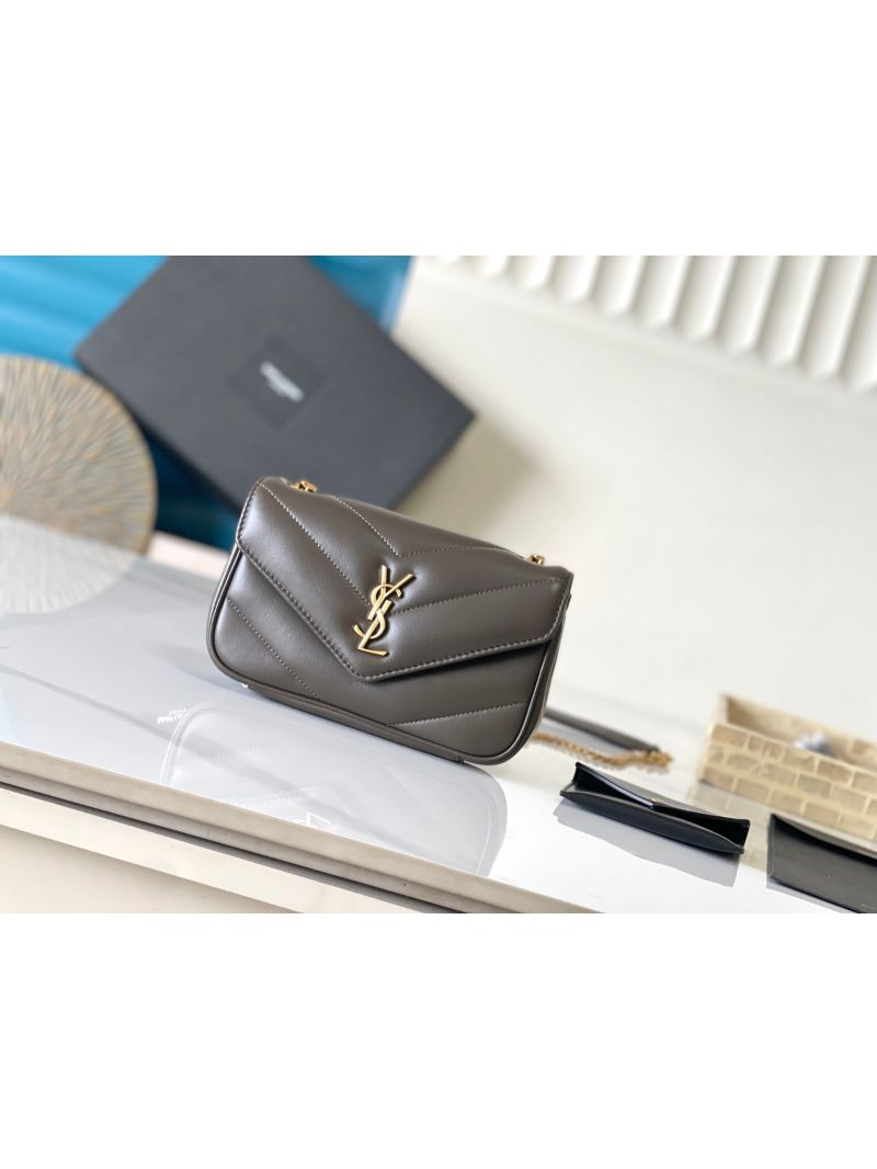 YSL Saint Laurent Loulou Mini In Lambskin 821749 Dark Strong Moss